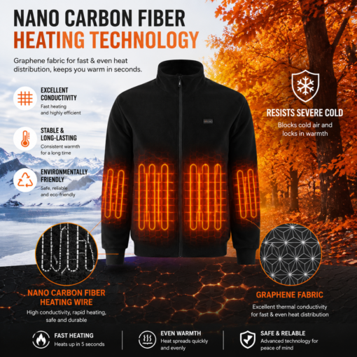 Elosung 5XL Heated Fleece Jacket with 8 Zone Heating – image 3