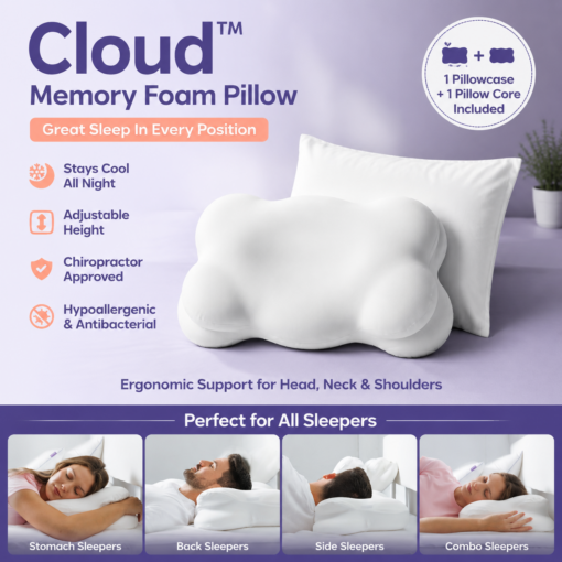 Elosung Memory Foam Cervical Pillow 71cm Contour – image 1