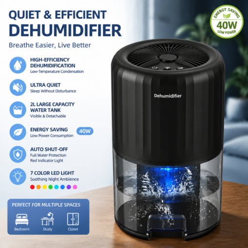 Elosung Mini Dehumidifier with 2L Visible Tank – image 1
