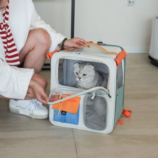 Elosung Pet Carrier Trolley with Mesh Windows – image 2