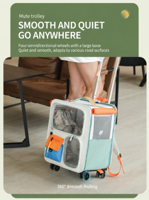 Elosung Pet Carrier Trolley with Mesh Windows – image 7