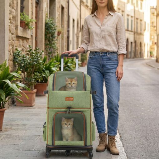 V888-ELOSUNG52955-00.jpg Elosung Double Layer Pet Trolley Carrier Foldable – image 1