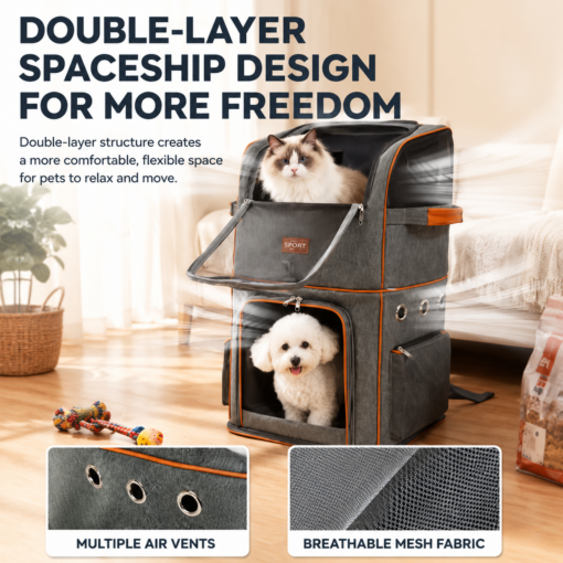 Elosung Double Layer Pet Trolley Carrier Foldable – image 3