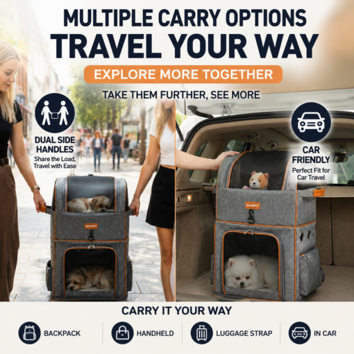Elosung Double Layer Pet Trolley Carrier Foldable – image 7
