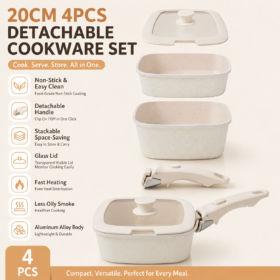 Elosung 20cm Cookware Set with Detachable Handle – image 1