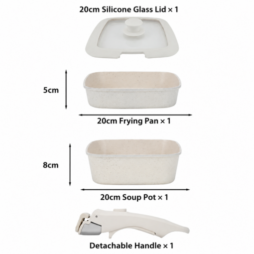 Elosung 20cm Cookware Set with Detachable Handle – image 2