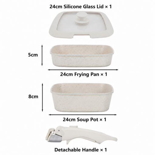 Elosung 24cm Nonstick Cookware Set with Detachable Handle – image 2