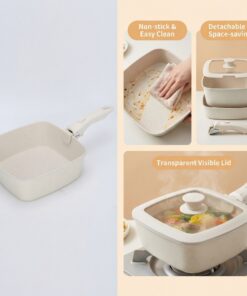 Elosung 24cm Nonstick Cookware Set with Detachable Handle - Image 3