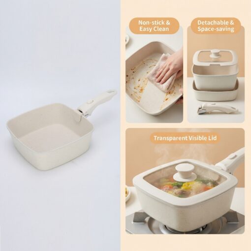 Elosung 24cm Nonstick Cookware Set with Detachable Handle – image 3