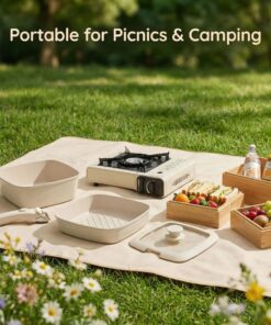 Elosung 24cm Nonstick Cookware Set with Detachable Handle - Image 4
