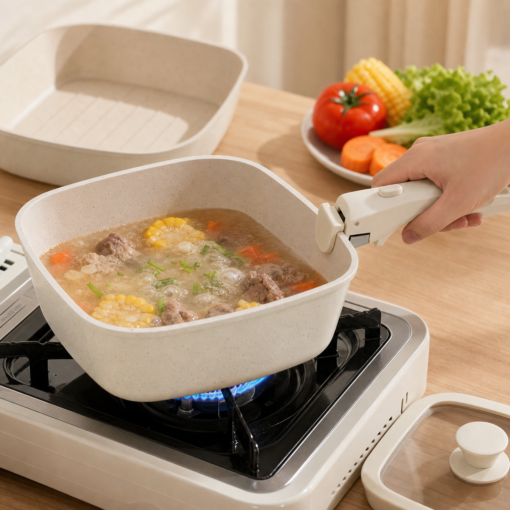 Elosung 24cm Nonstick Cookware Set with Detachable Handle – image 5