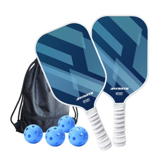 V888-ELOSUNG53199-00.jpg Elosung Fibreglass Pickleball Paddle Set, 4 Balls – image 1