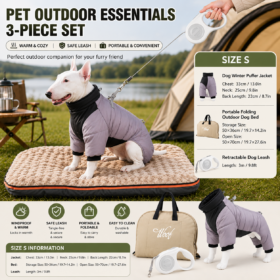 Elosung Grey Dog Travel Set with Reflective Jacket – image 1