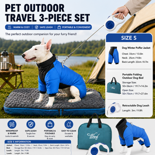 Elosung Blue Dog Travel Set with 3m Leash – image 1
