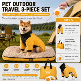 Elosung 3-Piece Dog Travel Set with 3m Leash – image 1