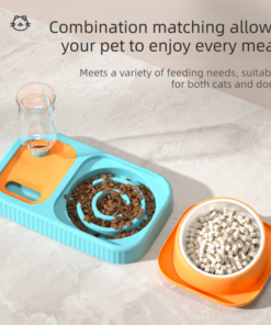Elosung Cat Feeding Station Set with Slow Feeder - Image 3