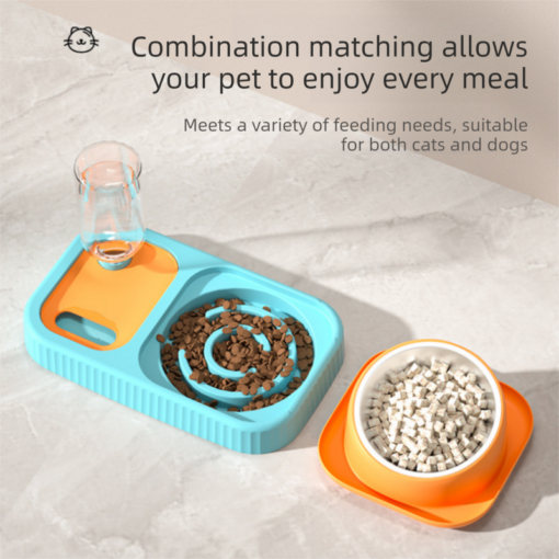 Elosung Cat Feeding Station with Slow Feeder and Mat – image 3