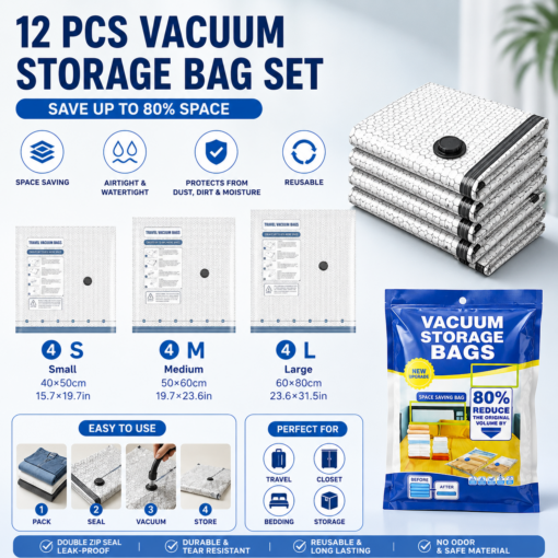Elosung Vacuum Storage Bags Set, Up to 80% Space Saving – image 1