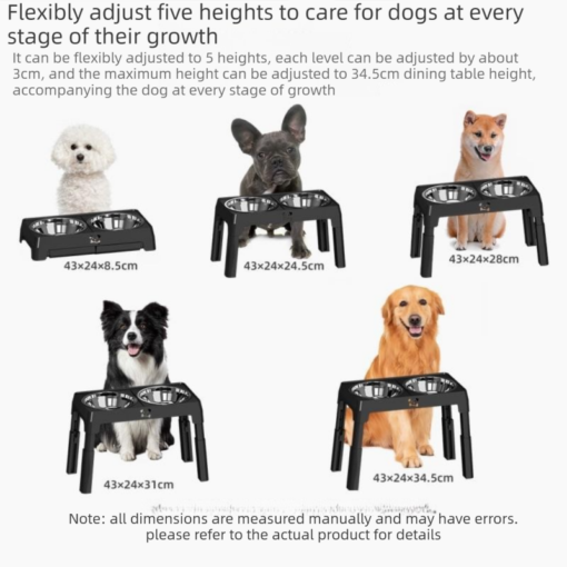 Elosung Elevated Dog Bowl Stand, 5 Height Settings – image 9