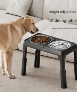 Elosung Adjustable Dog Bowl Stand with Steel Bowls - Image 3