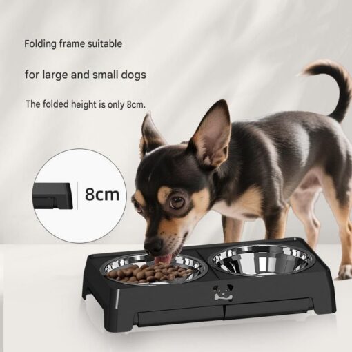 Elosung Adjustable Dog Bowl Stand with Steel Bowls – image 4
