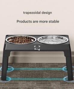 Elosung Adjustable Dog Bowl Stand with Steel Bowls - Image 6