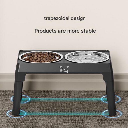 Elosung Adjustable Dog Bowl Stand with Steel Bowls – image 6