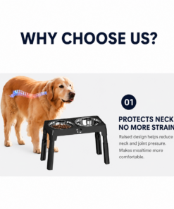 Elosung Adjustable Dog Bowl Stand with Steel Bowls - Image 7
