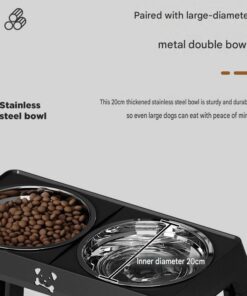 Elosung Adjustable Dog Bowl Stand with Steel Bowls - Image 10