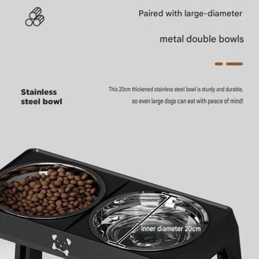 Elosung Adjustable Dog Bowl Stand with Steel Bowls – image 10