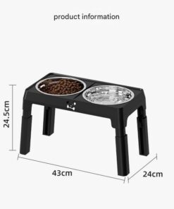 Elosung Adjustable Dog Bowl Stand with Steel Bowls - Image 13
