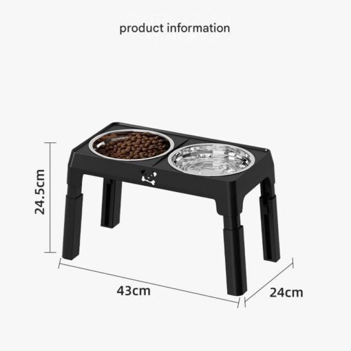 Elosung Adjustable Dog Bowl Stand with Steel Bowls – image 13