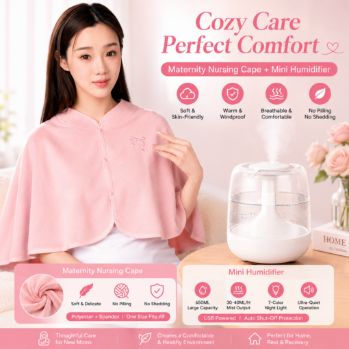 Elosung Nursing Cape & 650ml USB Humidifier Set – image 1