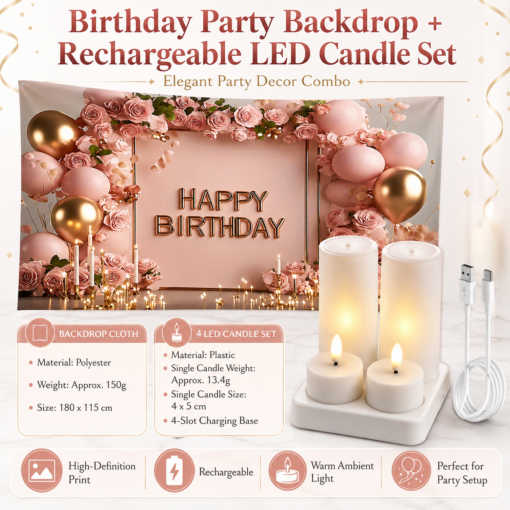 V888-ELOSUNG53486-00.png Elosung Birthday Backdrop with Rechargeable LED Candles – image 1