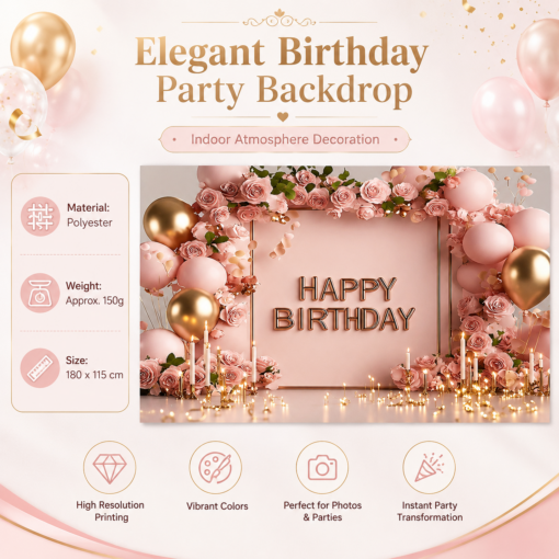 Elosung Birthday Backdrop with Rechargeable LED Candles – image 2
