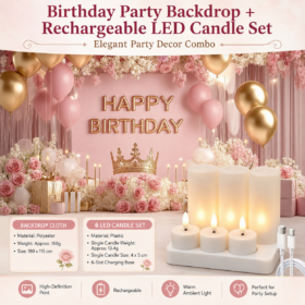 Elosung Birthday Backdrop & Rechargeable LED Candles – image 1