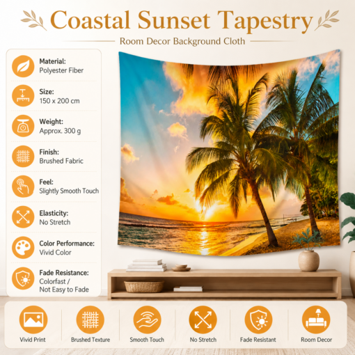 V888-ELOSUNG53497-00.png Elosung Coastal Sunset Wall Hanging 150 x 200 cm – image 1