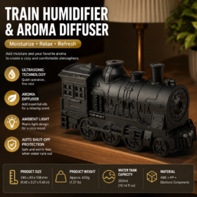 Elosung Retro Train Aroma Diffuser with Mist Rings – image 1