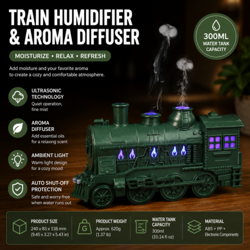 Elosung Retro Train Aroma Diffuser 300ml – image 1