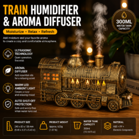 Elosung Retro Train Aroma Diffuser with Mist Rings – image 1