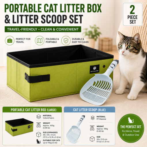 Elosung Portable Cat Litter Box with Waterproof Liner – image 1