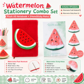 Elosung Watermelon Stationery Set with Plush Notebook – image 1