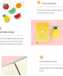 Elosung Watermelon Stationery Set with Plush Notebook - Image 5