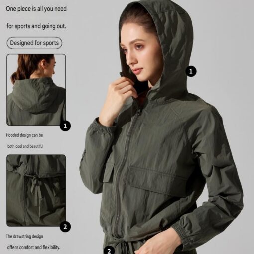 Elosung Women's Khaki UPF50+ Outdoor Jacket Set – image 3