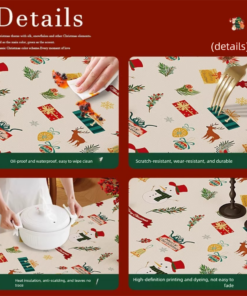 Elosung Waterproof Christmas Tablecloth 140 x 200cm - Image 3