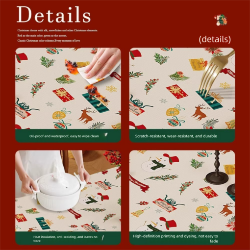Elosung Waterproof Christmas Tablecloth 140 x 200cm – image 3