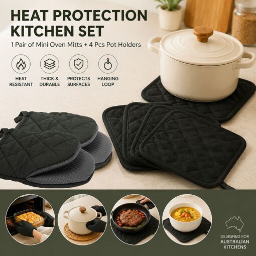 Elosung Oven Mitts & 4 Pot Holders Set – image 1