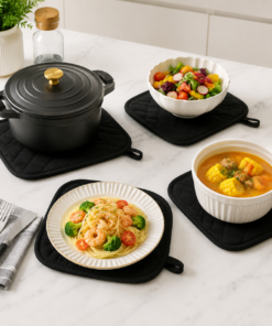 Elosung Oven Mitts & 4 Pot Holders Set - Image 3