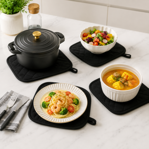 Elosung Oven Mitts & 4 Pot Holders Set – image 3