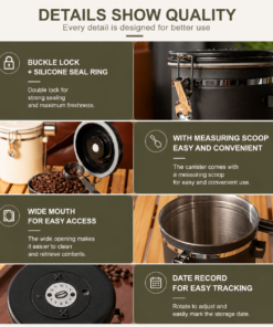 Elosung 1800ml Coffee Canister with Date Tracker - Image 4